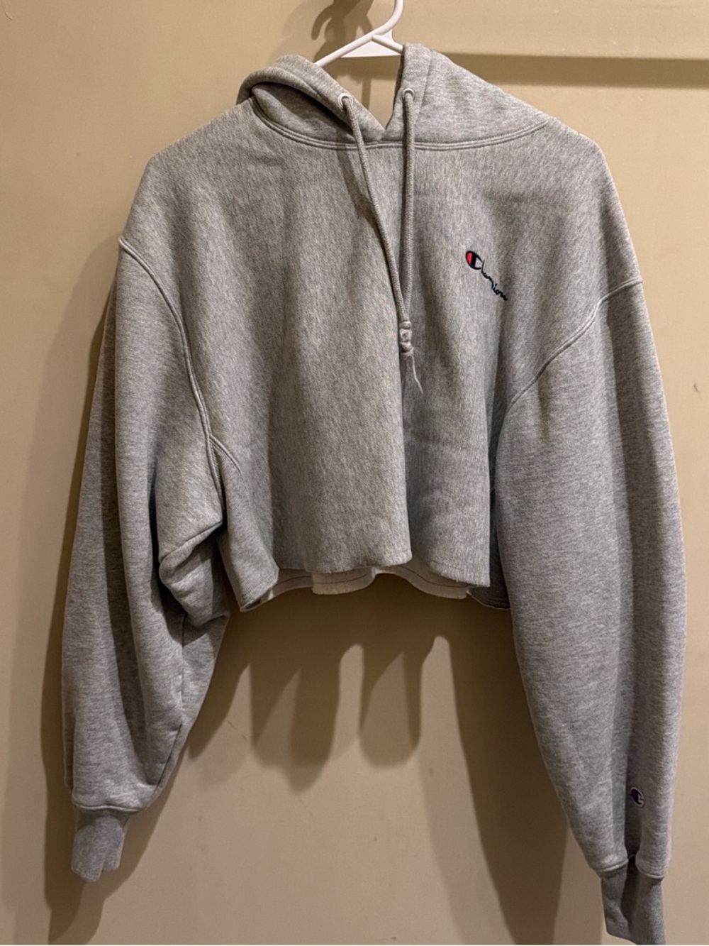 Champion Cropped Gray Hoodie Sweatshirt